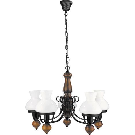 Lustre style lampe à pétrole 5xE27 noir mat Rabalux (1/5)