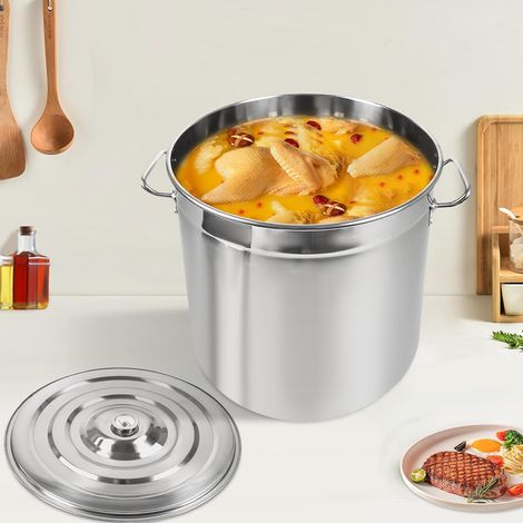 Bouilloire en acier inoxydable 50l, grand bol en acier inoxydable Ø40cm, bouilloire avec couvercle, pot à lait pour la cuisson, disponible sur induction / cuisinière à gaz (1/5)
