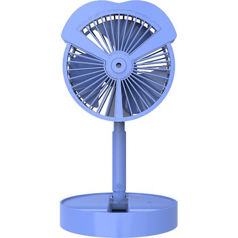 Mini ventilateur électrique 3 vitesses, ventilateur rafraîchissant sans balais, brumisateur de bureau, port USB rechargeable, bleu (1/5)