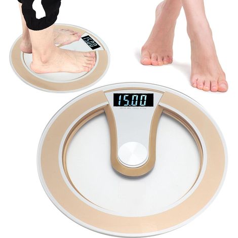 Balance de Poids Numérique, Balance de Graisse Corporelle à écran LCD élevé avec Verre trempé Haute Résistance, pour la Surveillance de la santé de la Salle de Bain à Domi (GOLD) (1/5)