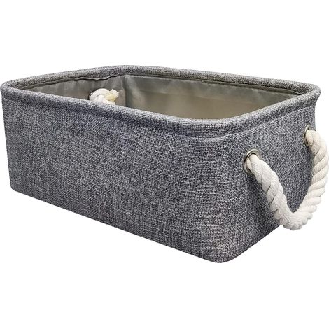 Organisateur Boîte de Rangement Boîte de Rangement Pliante en Tissu de Lin (Gris Petit) (1/5)