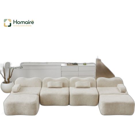 Sofa mit Modulen aus Samt beige mit Armlehnen en Polyester 384 x 167 x 70 cm HOMAIRE (1/5)