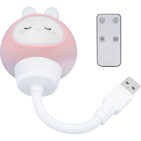 Veilleuse USB Lapin Mignonne avec Télécommande, Lampe de Nuit Bébé, Décoration de Chambre, Cadeau d'Anniversaire (1/5)