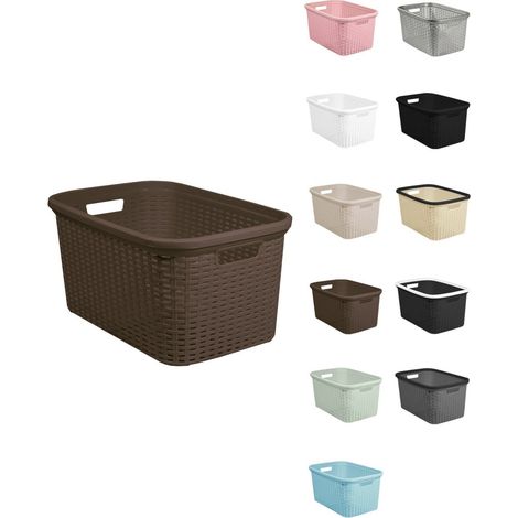 Cesta para la Colada 25 x 53 x 36 cm - Cesto ropa sucia – Cesta Rectangular con Asas diseño Mimbre