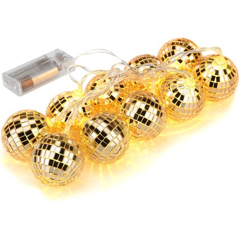 Guirlande Lumineuse Boule Disco LED, Mini Boules Disco, Ornement d'arbre, Boules Disco à Piles pour Noël (g) (1/5)