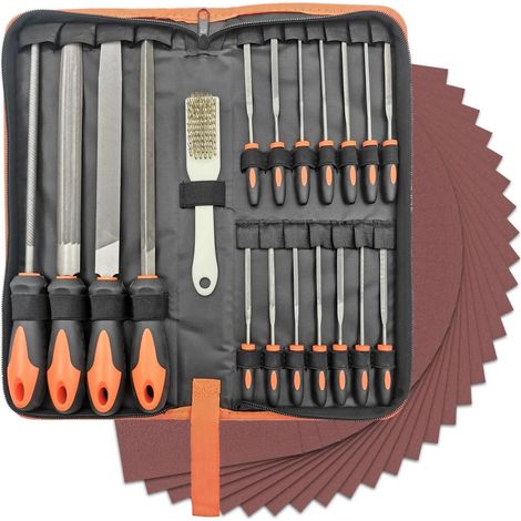 49-tlg. Feilen Set mit Etui für Holz & Metall 4 Großfeilen, 14 Nadelfeilen, 30 Schleifpapier (1/5)