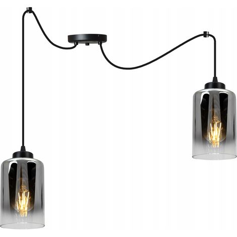 ÉLÉGANTE LAMPE À SUSPENSION EN VERRE ARAIGNÉE ABAT-JOUR DORÉ (1/5)