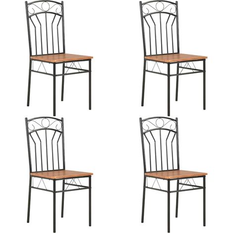 Lot de 4 chaises de salle à manger marron et noir en MDF et acier 40 x 48 x 86 cm - PANGIVO (1/5)