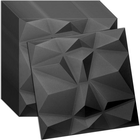 Panneau mural et plafond 3D noir en polystyrène 50x50 cm – revêtement décoratif moderne, lot de 20 pièces (5 m²)