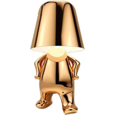 Lámpara de mesa "Hombre Dorado" Lámpara de mesa divertida, luz nocturna, lámpara para pensadores, decoración artística Escultura decorativa, lámpara de mesa para el hogar (1/5)