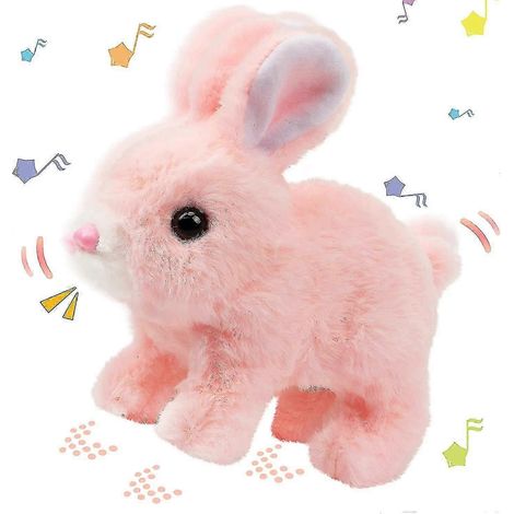 Electronic Plush Rabbit Toy, Easter Bunny Interactive Toy, Playful Bunny Hops Around Makes Sounds Wiggles Ears (1/5)