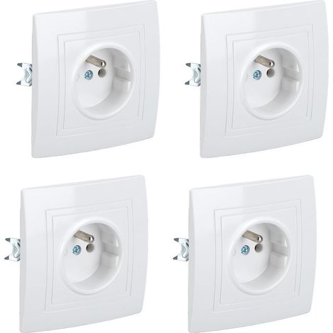 16A 220V Prise Electrique Murale Complète - Prise Murale Idéale Rénovation - - Blanche - 82 x 82 mm- 8pcs (1/5)