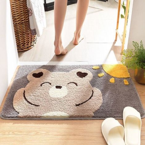 Tappetini da bagno antiscivolo e assorbenti, lavabili in lavatrice, tappetino da bagno morbido in peluche, tappetino doccia ad asciugatura rapida con retro in gomma antiscivolo, k (1/2)