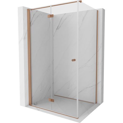 Mexen Mist-F T Duschkabine klappbar links 100 x 80 cm, transparent, gebürstetes Kupfer - 8A6T-100-080-65-00-L