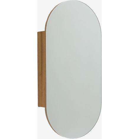 SKLUM Ovaler Wandschrank 90x45 cm für Badezimmer mit Spiegel Abner Silberbeschichtet