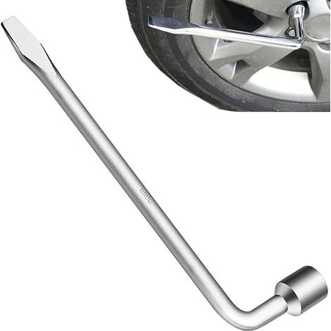 Clé Roue de Secours de Type L, Clé pour Démonter Roue en Acier avec Tête Plate,Clé Démonte Roue Multifonctionnel à Economiser des Efforts,Outil de Douille pour Réparation de Voiture (17mm)