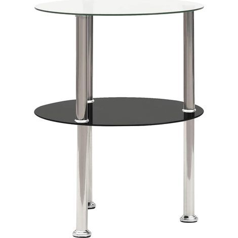 Maison Exclusive - Tavolino a 2 Livelli Trasparente e Nero 38cm in Vetro Temperato (1/5)