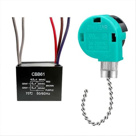 Interrupteur à chaînette pour ventilateur de plafond, condensateur pour ventilateur de plafond CBB61, B (1/5)