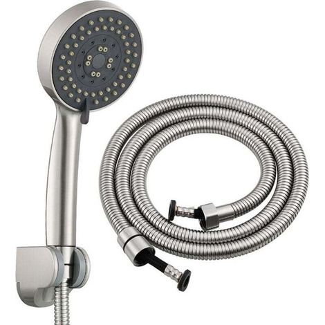 Pomme de douche haute pression, douche à économie d'eau Pommeau de douche, 5 niveaux de réglage, pommeau de douche économique, pommeau de douche de salle de bain, pommeau de douche avec flexible de 1, (1/4)