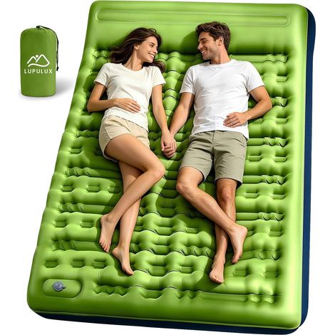 Matelas Gonflable 2 Personnes 12CM Camping, Pompe Pied (1/5)