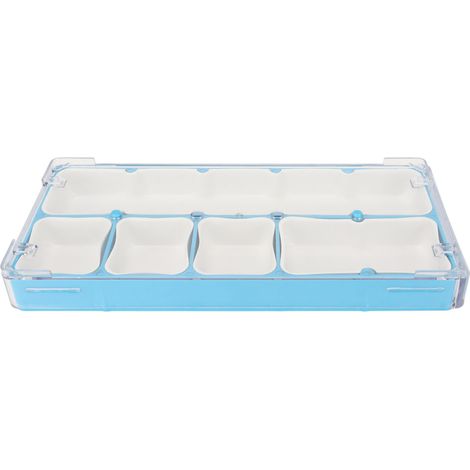 Boîte de rangement portable bleue verrouillable pour pièces d'outils d'horlogerie, avec fond et doublure en caoutchouc. (1/5)