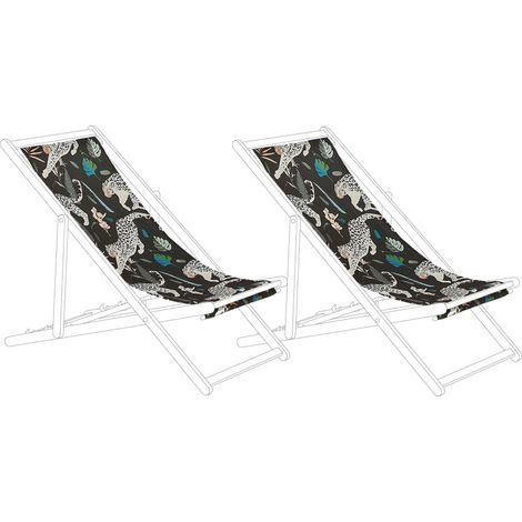 Set di 2 Teli Sostitutivi per sdraio fantasia tropicale leopardi nero Anzio / Avellino