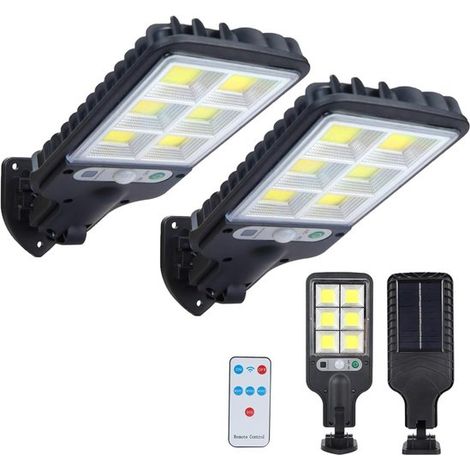 Luci solari da esterno, confezione da 2, con sensore di movimento, impermeabili, con telecomando, elevata emissione luminosa, adatte per giardini, garage, verande e terrazze. (1/2)