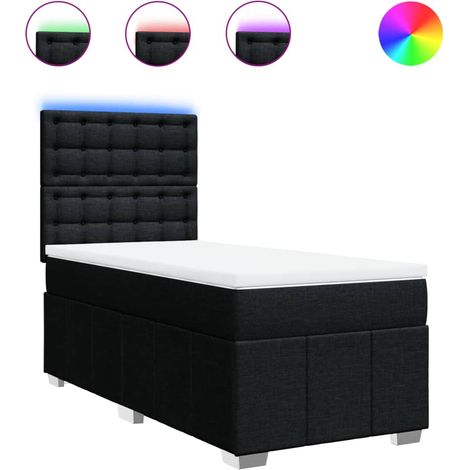 Maison Exclusive - Sommier à lattes de lit avec matelas Noir 90x190 cm Tissu (1/5)