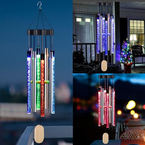 Carillon solaire lumineux d'extérieur, carillon commémoratif avec lumière colorée, cadeau de Noël/pendaison de crémaillère, décoration de jardin, cour et maison (1/5)