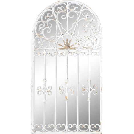 Miroir blanc métal effet vieilli pour charme élégant - Blanc vieilli (1/3)