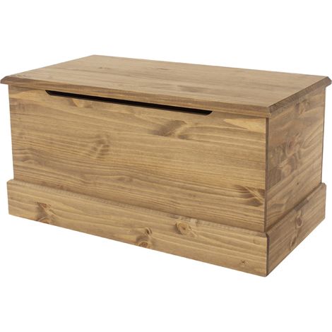 Ottoman Storage Trunk - Pine - L47.9 x W91 x H46 cm - Antique Waxed Pine - Flat Packed