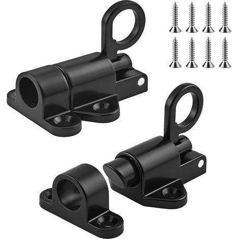 Lot de 2 verrous automatiques de porte – Verrou à ressort universel pour portail de jardin, fenêtre, armoire et cages pour animaux, robustes et pratiques avec vis de montage (1/5)