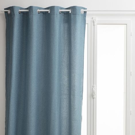 Rideau jacquard Tanis bleu canard 140x260 Atmosphera (1/2)