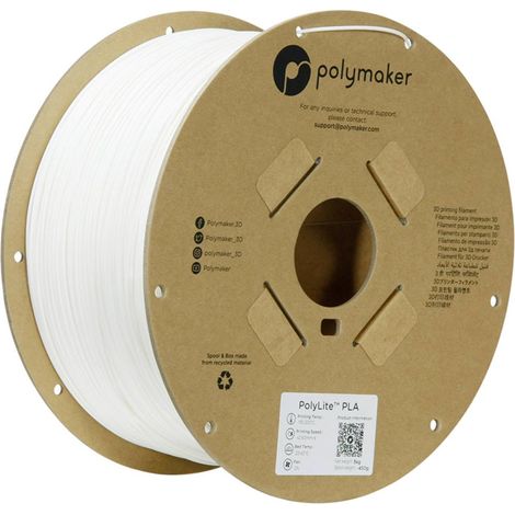 Polymaker PA02036 Filament PLA rigidité élevée, résistance élevée à la traction 1.75 mm 3000 g blanc PolyLite™ 1 pc(s)