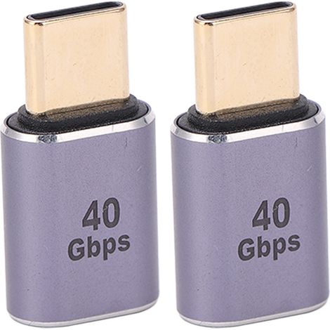 Lot de 2 adaptateurs mini USB-C 40 Gbit/s, boîtier droit en alliage, connecteur USB-C mâle vers USB-C femelle pour ordinateur portable et smartphone. (1/5)
