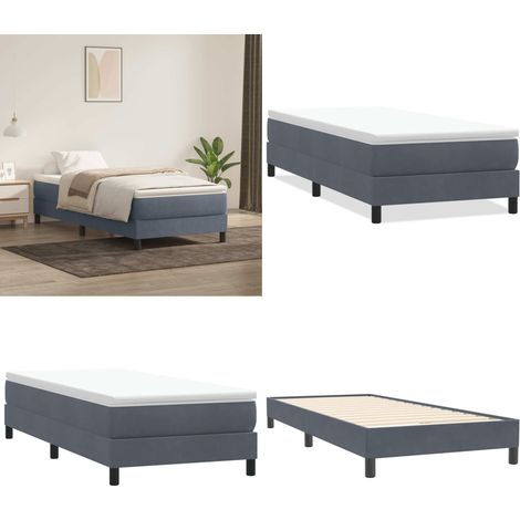 vidaXL Boxspringbett ohne Matratze Dunkelgrau 80x220 cm Samt (1/5)