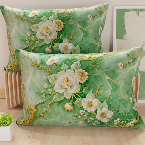 Paire de taies d'oreiller 30 x 50 cm en Microfibre, Coussins d'ameublement, canapé, Salon, 2 Housses de Coussin, taie d'oreiller Florale 06 3, 100% fabriqué en Italie (1/5)