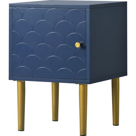 Table de nuit bleu marine 50x35x35 cm - Meuble de lit - Tablette de chevet - Pour chambre à coucher - Design compact - Rangement pratique (1/5)