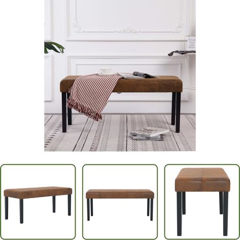 vidaXL Banc marron - Banc 106 cm Marron Similicuir daim (1/5)