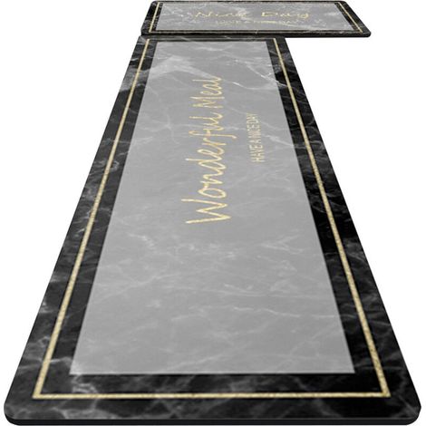 Lot de 2 Tapis de Cuisine en Terre de Diatomée - 45x70cm et 45x120cm - Motif "Matin" - Antifatigue et Absorbant (1/5)