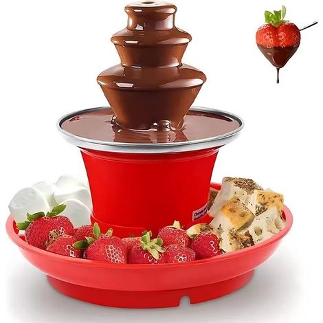 Cette fontaine à chocolat électrique à trois niveaux est fournie avec un bac récupérateur de gouttes en acier inoxydable alimentaire doté d'un revêtement antiadhésif. Elle est idéale pour faire fondre (1/5)