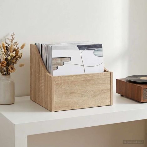 vidaXL LP Record Box Sonoma Oak 37 x 33 x 32 cm Engineered Wood (1/5)