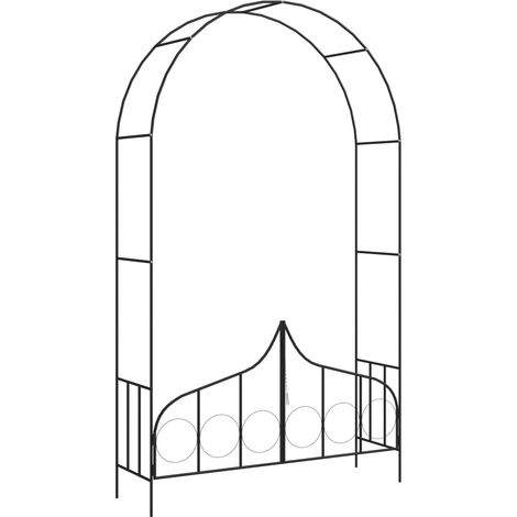 Arco de jardín con puerta hierro negro 138x40x238 cm vidaXL