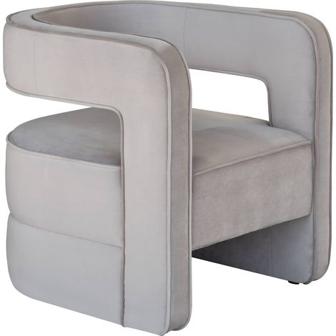 Fauteuil cocktail en velours taupe design cubiste - taupe beige doux (1/4)