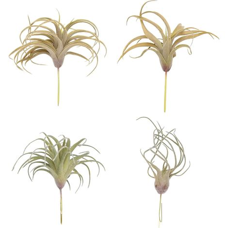 Set di 4 ananas artificiali, piante aeree, fiori caduti, effetto floccato, tillandsie, bromelie, giardino da interno (1/5)