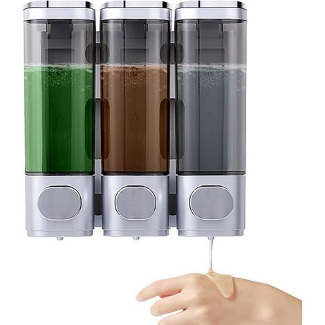 Dispenser di sapone per doccia a parete 3 in 1, dispenser di shampoo e balsamo, non richiede foratura, adatto per hotel e cucine (1/5)