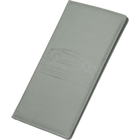Porte-Carte Et Porte-Assurance Auto 9.65" x 4.92" En Cuir PU Organisateur De Boîte À Gants Accessoire De Rangement Porte-Carte D'Identité Pour Permis Cartes Bancaires, Gris Foncé (1/5)
