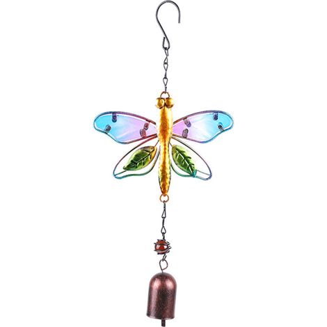 Campana de viento de cristal con forma de pájaro y libélula, adorno colgante multitubo, decoración para el hogar, jardín, balcón, iglesia, fiestas y Navidad.
