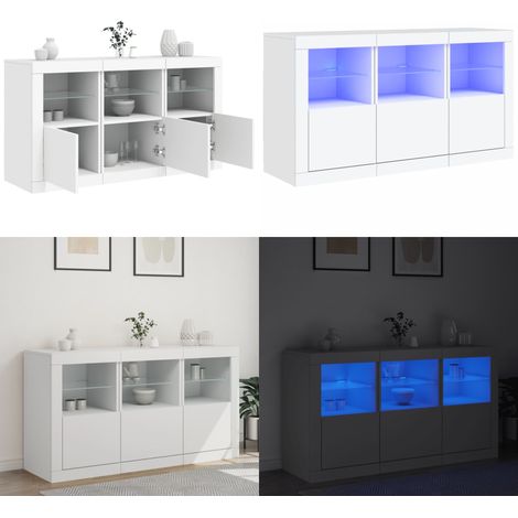 Buffet avec lumières LED blanc 123x37x67 cm - Meuble De Rangement - Buffet - Meuble Tv - Luminaire Led - Décoration Intérieure - Home & Living (1/5)