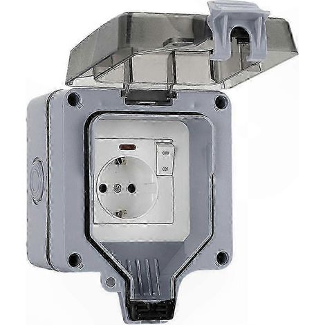 Wasserdichte Außensteckdose mit Schalter, EU-Adapter IP66, regensicheres Gehäuse für Garten und Terrasse (1/5)